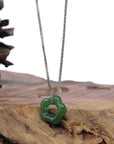 Baikalla Jewelry Jade Pendant Necklace Copy of Genuine HeTian Nephrite Green Jade Lucky KouKou Circle Pendant Necklace