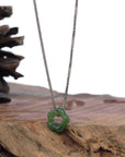 Baikalla Jewelry Jade Pendant Necklace Copy of Genuine HeTian Nephrite Green Jade Lucky KouKou Circle Pendant Necklace