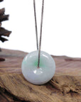 Baikalla Jewelry Jade Pendant Necklace Copy of Copy of Copy of Copy of Baikalla "Good Luck Button" Necklace Green and Lavender Jadeite Jade Lucky Ping An Kou Necklace