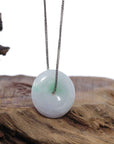 Baikalla Jewelry Jade Pendant Necklace Copy of Copy of Copy of Copy of Baikalla "Good Luck Button" Necklace Green and Lavender Jadeite Jade Lucky Ping An Kou Necklace