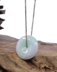 Baikalla Jewelry Jade Pendant Necklace Copy of Copy of Copy of Copy of Baikalla "Good Luck Button" Necklace Green and Lavender Jadeite Jade Lucky Ping An Kou Necklace