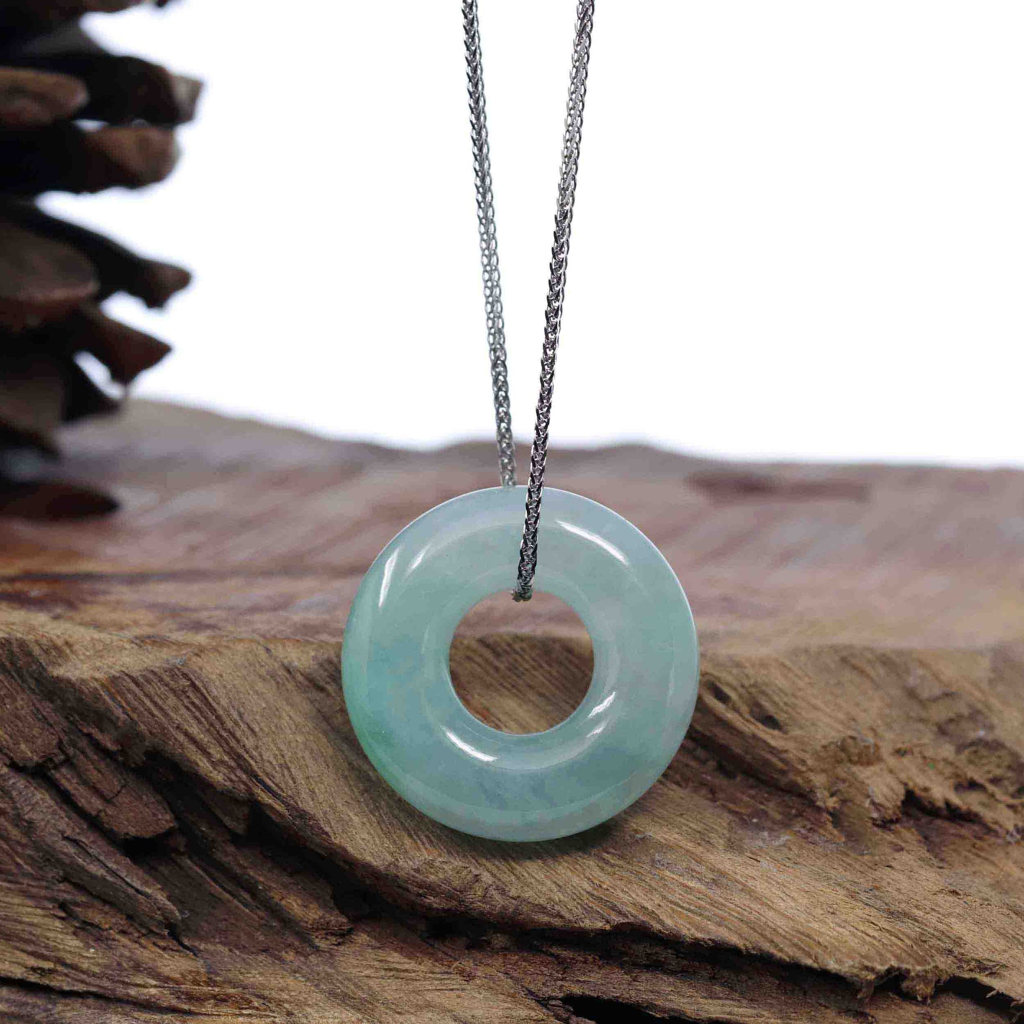 Baikalla Jewelry Jade Pendant Necklace Copy of Baikalla "Good Luck Button" Necklace Green Jadeite Jade Pendant For Men