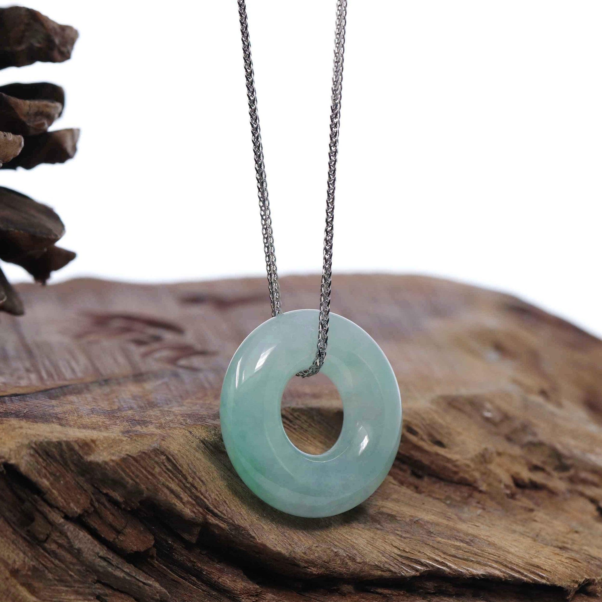 Baikalla Jewelry Jade Pendant Necklace Copy of Baikalla "Good Luck Button" Necklace Green Jadeite Jade Pendant For Men