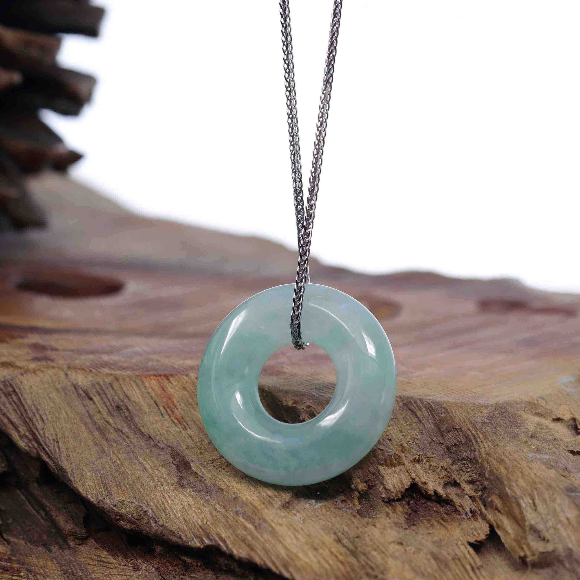 Baikalla Jewelry Jade Pendant Necklace Copy of Baikalla "Good Luck Button" Necklace Green Jadeite Jade Pendant For Men