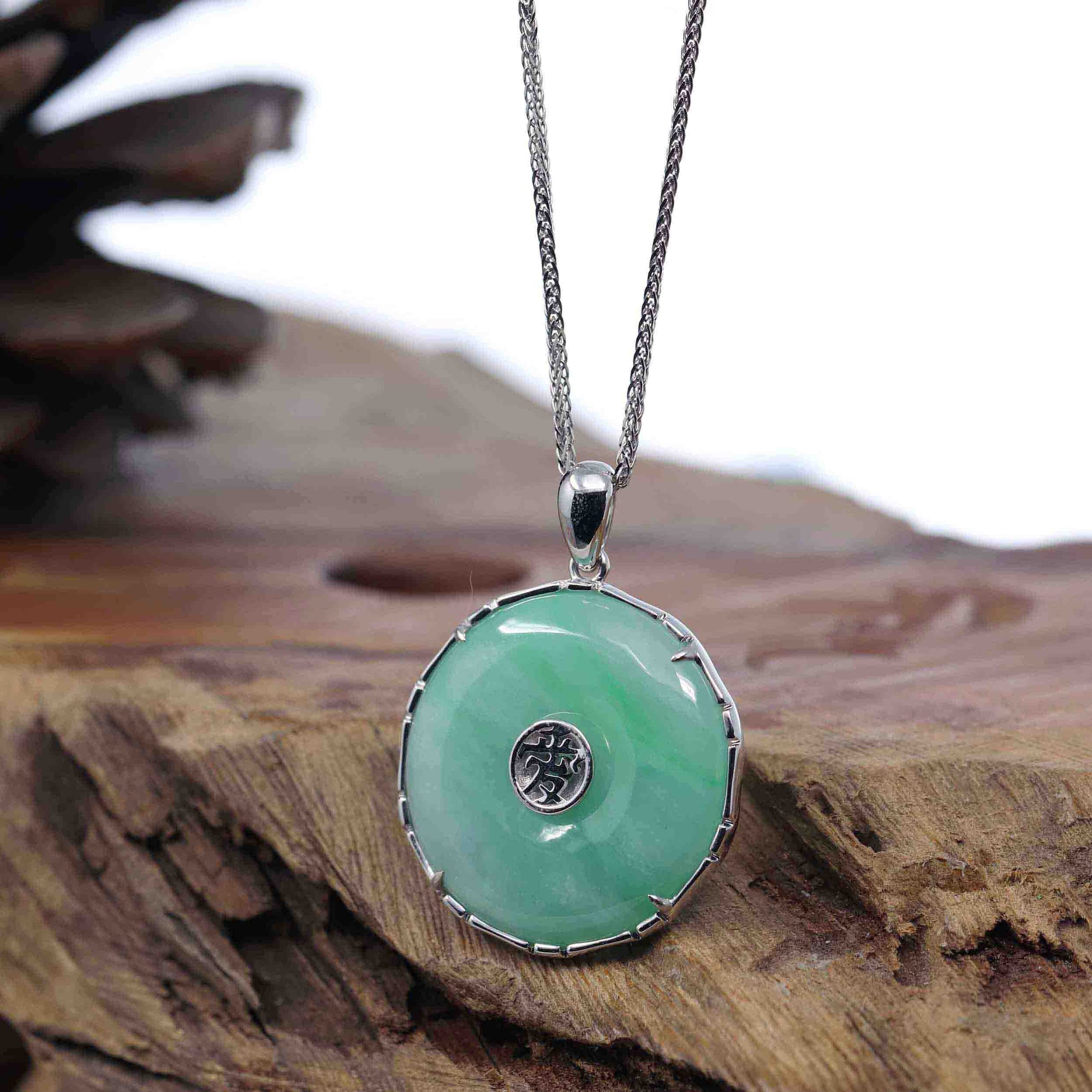 Baikalla Jewelry Jade Pendant Necklace Copy of Copy of Baikalla "Good Luck Button" Necklace White Jadeite Jade Lucky KouKou Pendant Necklace