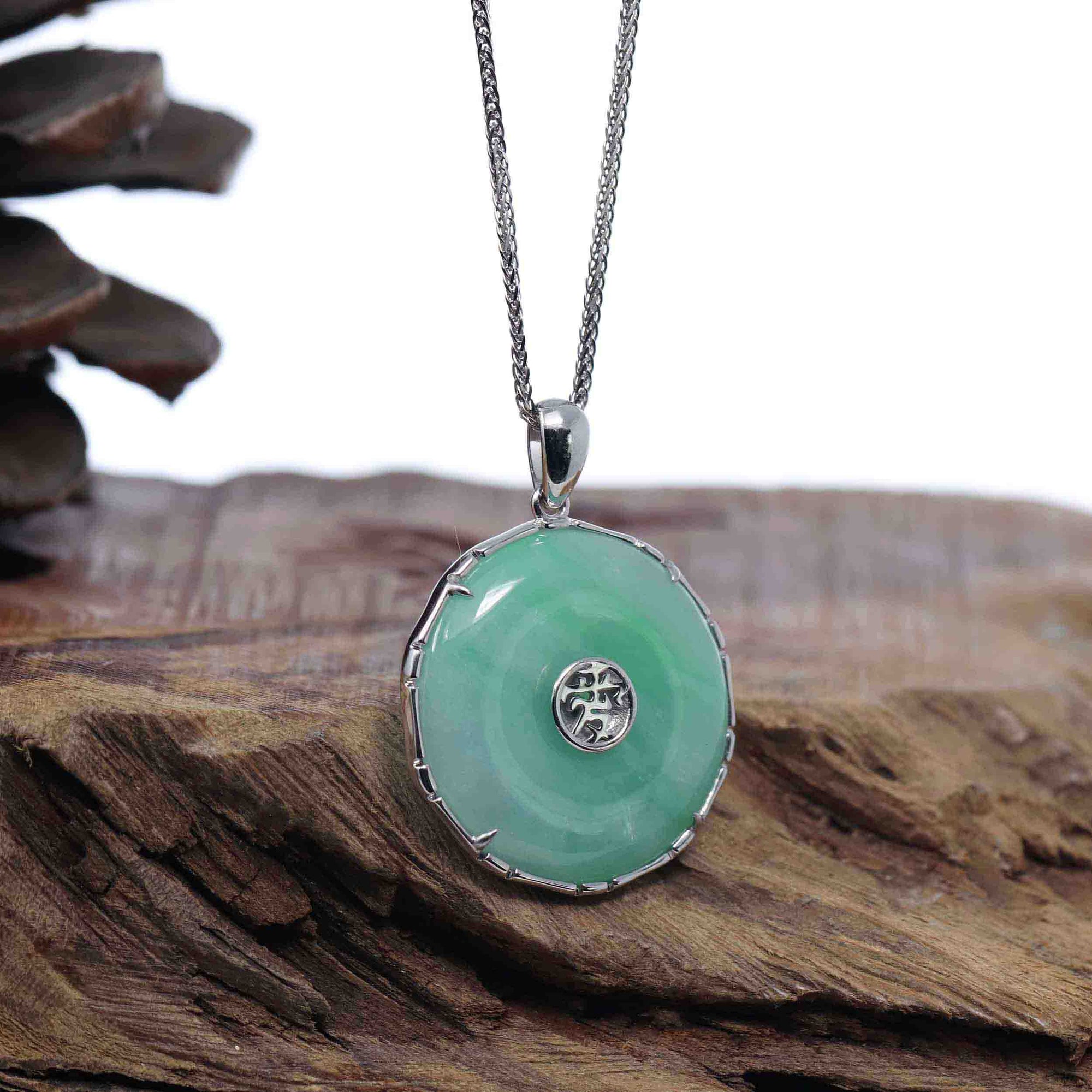 Baikalla Jewelry Jade Pendant Necklace Copy of Copy of Baikalla "Good Luck Button" Necklace White Jadeite Jade Lucky KouKou Pendant Necklace