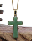 Baikalla Jewelry 24K Pure Yellow Gold Pendant Copy of 14K Yellow Gold & Black Nephrite Jade Crucifix Pendant