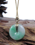 Baikalla Jewelry Gold Jadeite Jade Pendant Necklace Copy of Copy of "Good Luck Button" Lavender Jadeite Jade Lucky KouKou Pendant With 14K Yellow Gold  Diamond Bail