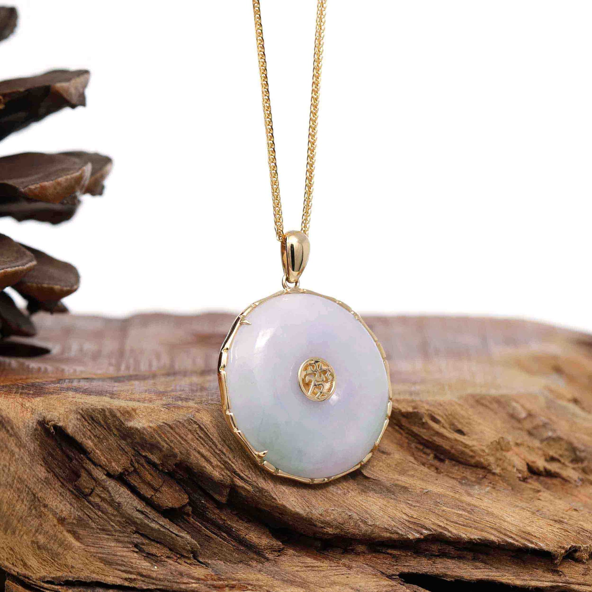 Baikalla Jewelry Jade Pendant Necklace Copy of Baikalla &quot;Good Luck Button&quot; Necklace White Jadeite Jade Lucky KouKou Pendant Necklace