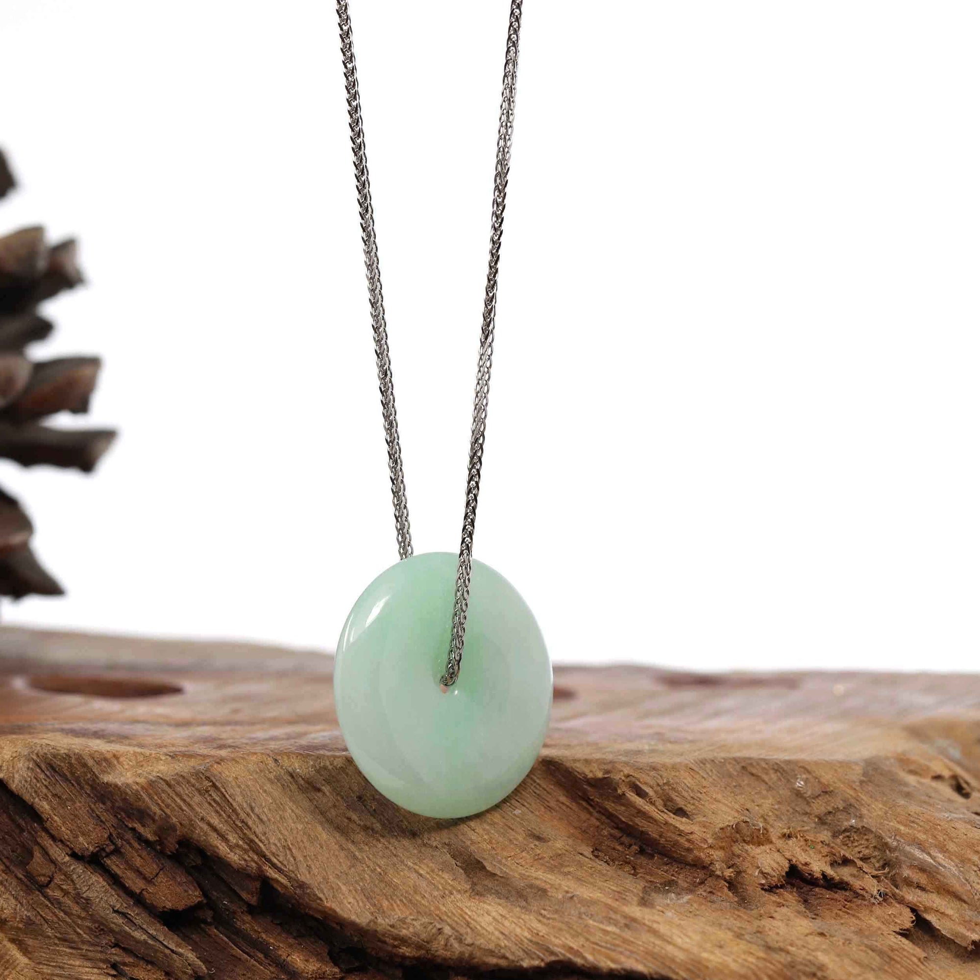 Baikalla Jewelry Jade Pendant Necklace Copy of Baikalla "Good Luck Button" Necklace Green and Lavender Jadeite Jade Lucky Ping An Kou Necklace