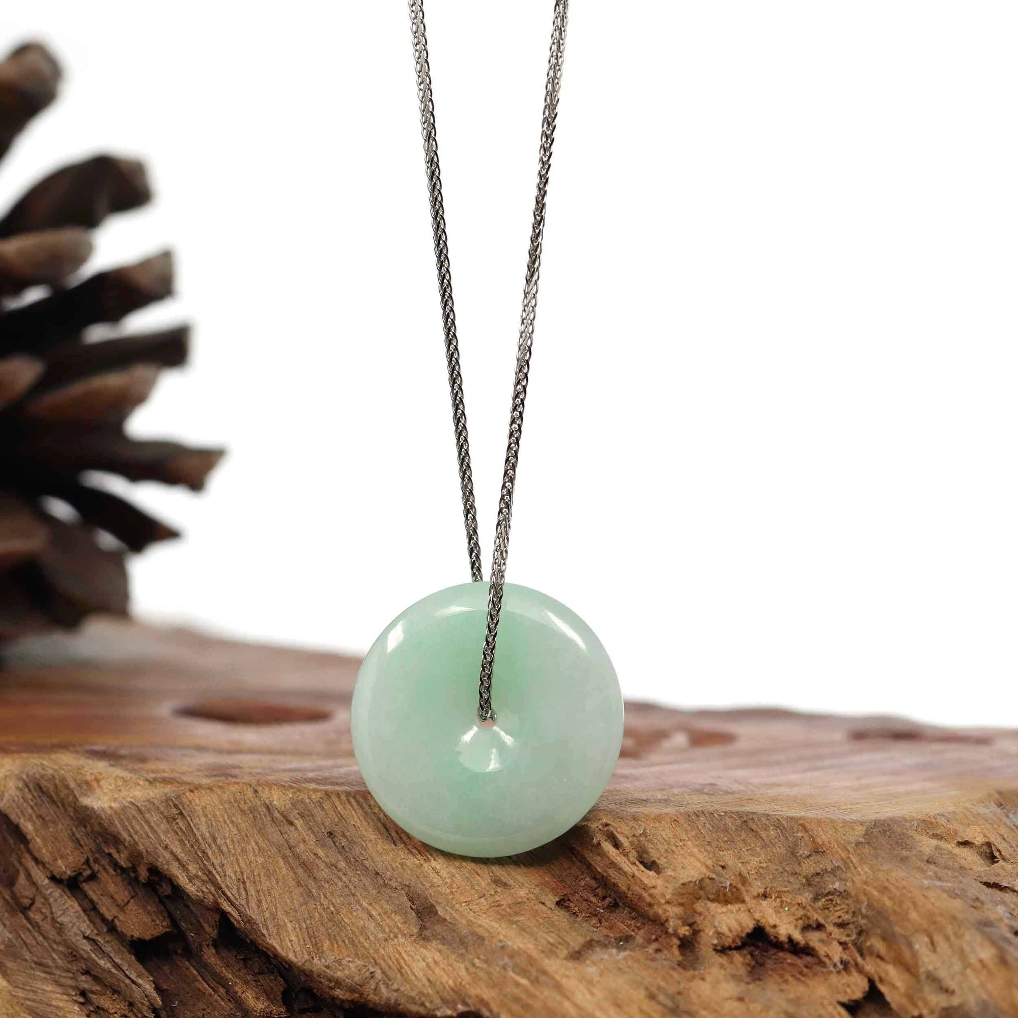 Baikalla Jewelry Jade Pendant Necklace Copy of Baikalla &quot;Good Luck Button&quot; Necklace Green and Lavender Jadeite Jade Lucky Ping An Kou Necklace