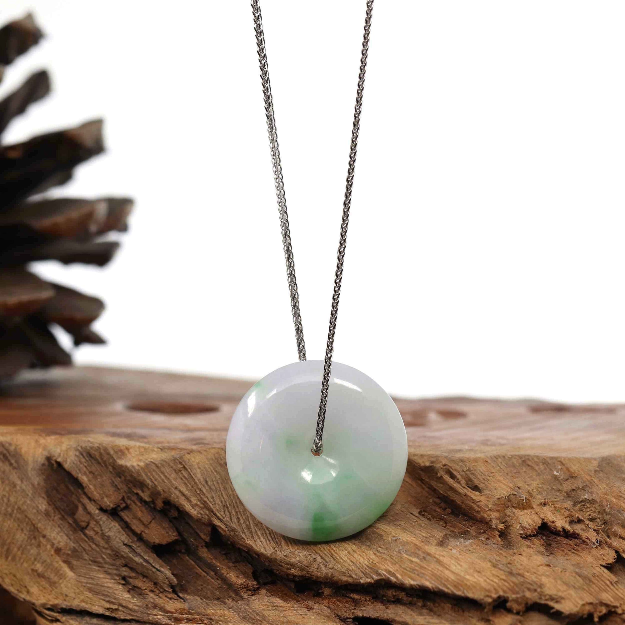 Baikalla Jewelry Jade Pendant Necklace Copy of Copy of Baikalla "Good Luck Button" Necklace Green and Lavender Jadeite Jade Lucky Ping An Kou Necklace