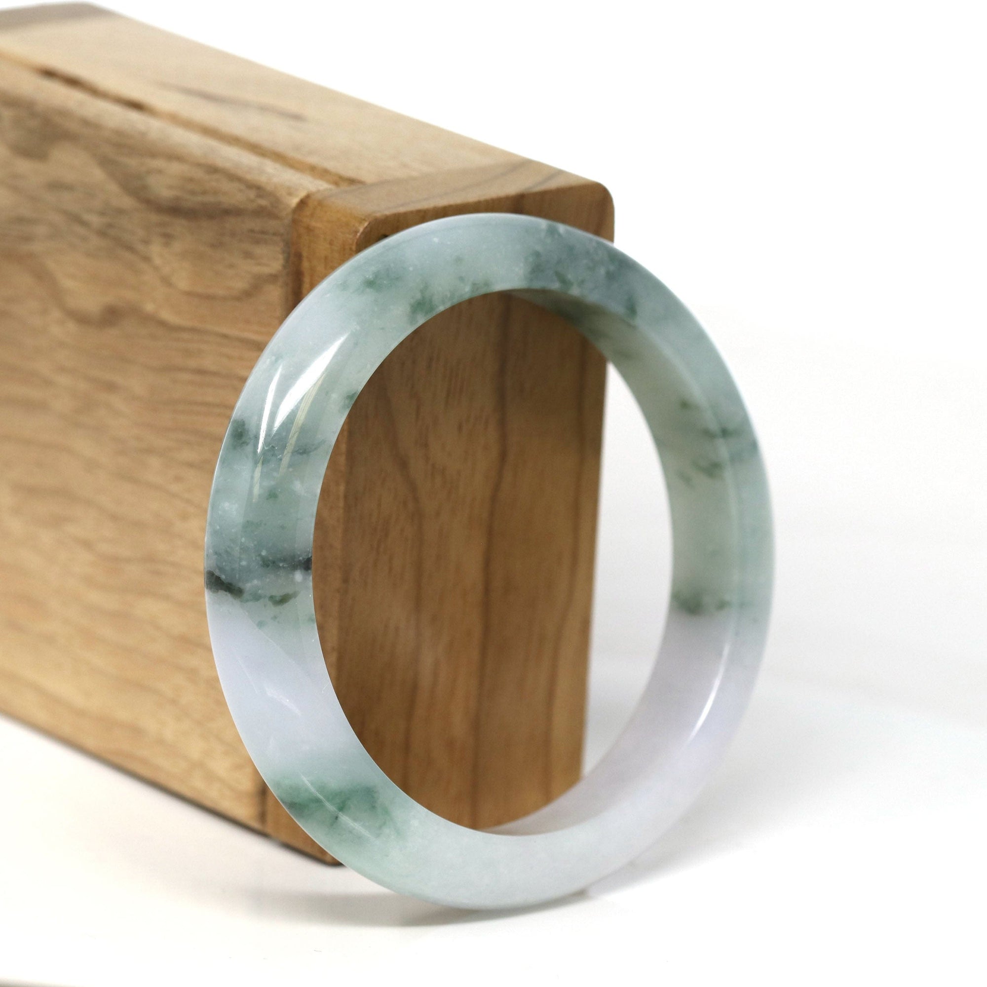 Baikalla Jewelry Jadeite Jade Bangle Bracelet Natural Burmese Blue Green Lavender Jadeite Jade Bangle Bracelet (53.45mm) #T281