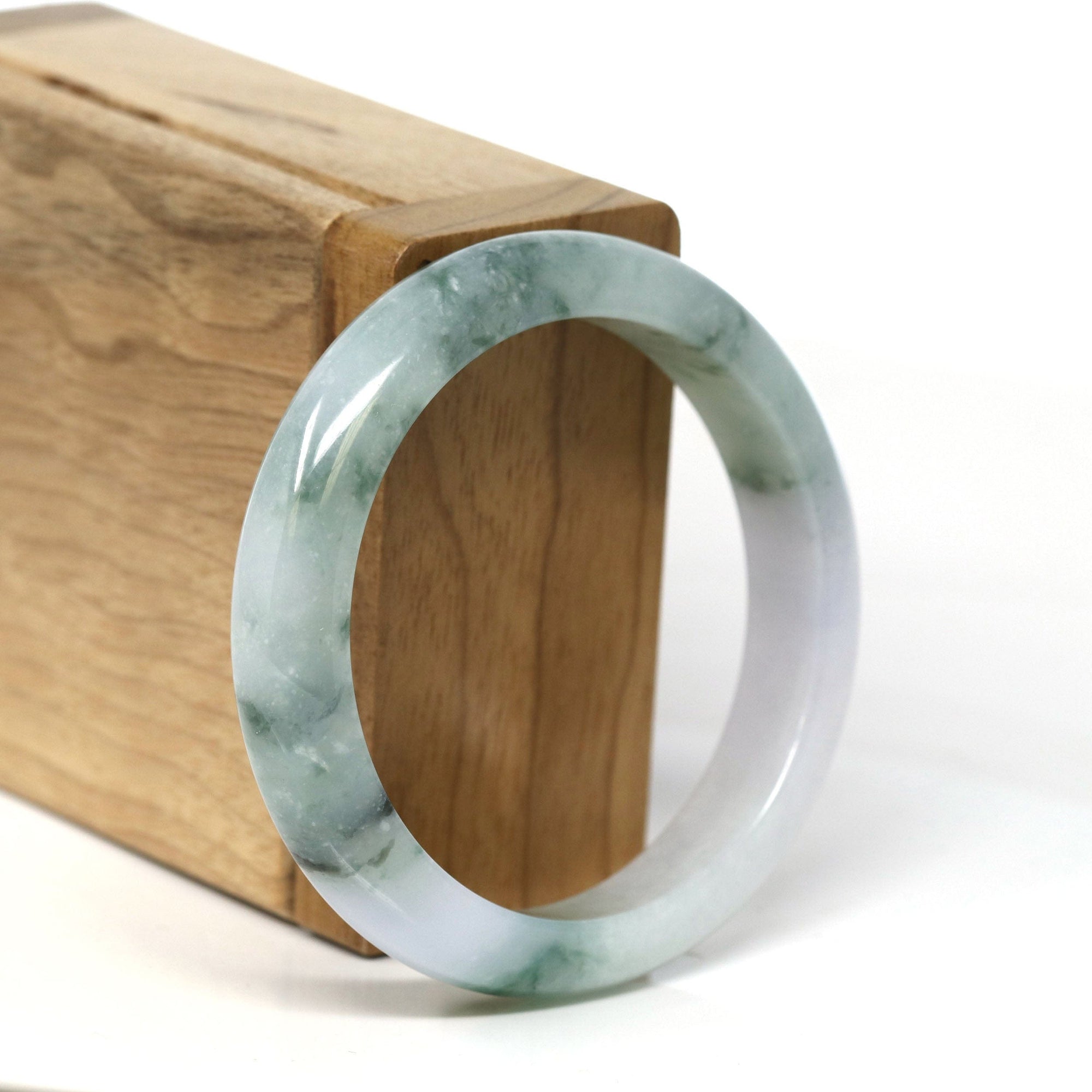 Baikalla Jewelry Jadeite Jade Bangle Bracelet Natural Burmese Blue Green Lavender Jadeite Jade Bangle Bracelet (53.45mm) #T281