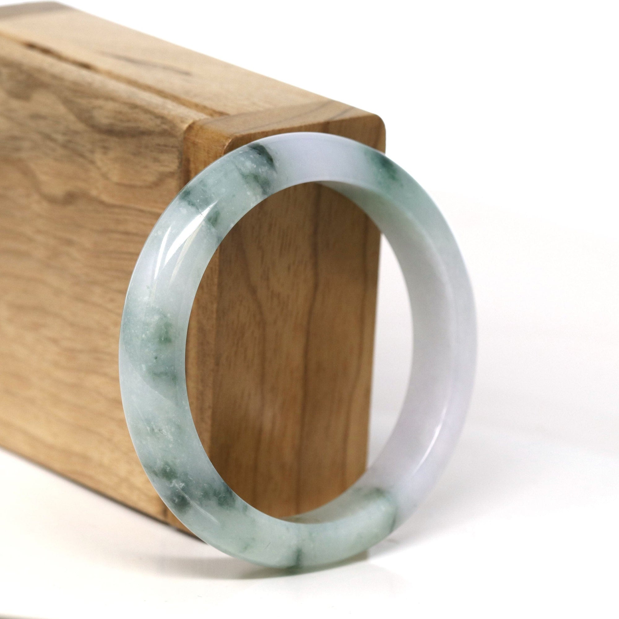 Baikalla Jewelry Jadeite Jade Bangle Bracelet Natural Burmese Blue Green Lavender Jadeite Jade Bangle Bracelet (53.45mm) #T281