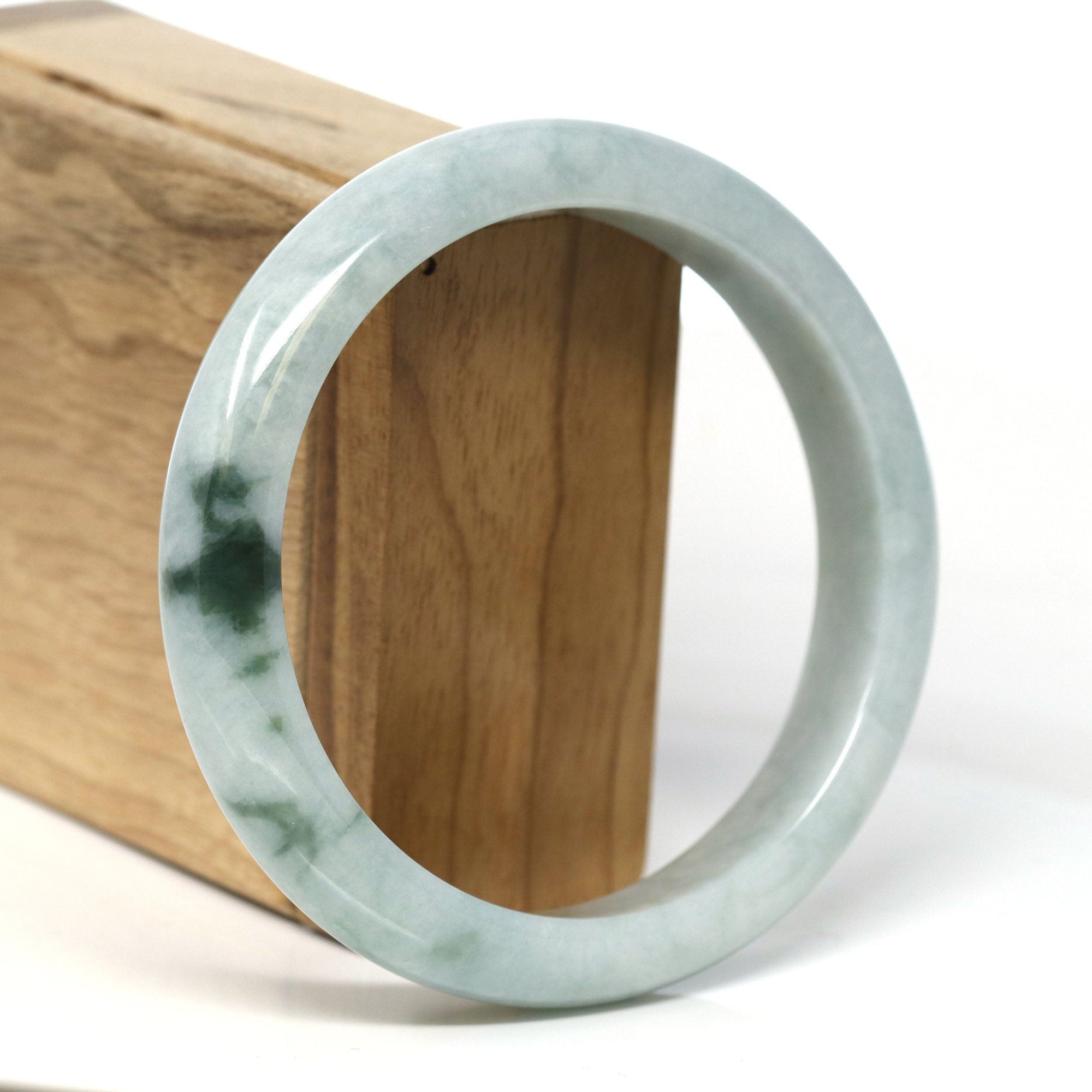 Baikalla Jewelry Jadeite Jade Bangle Bracelet Baikalla Natural Burmese Blue-Green Jadeite Jade Bangle Bracelet (55.81 mm) #T365