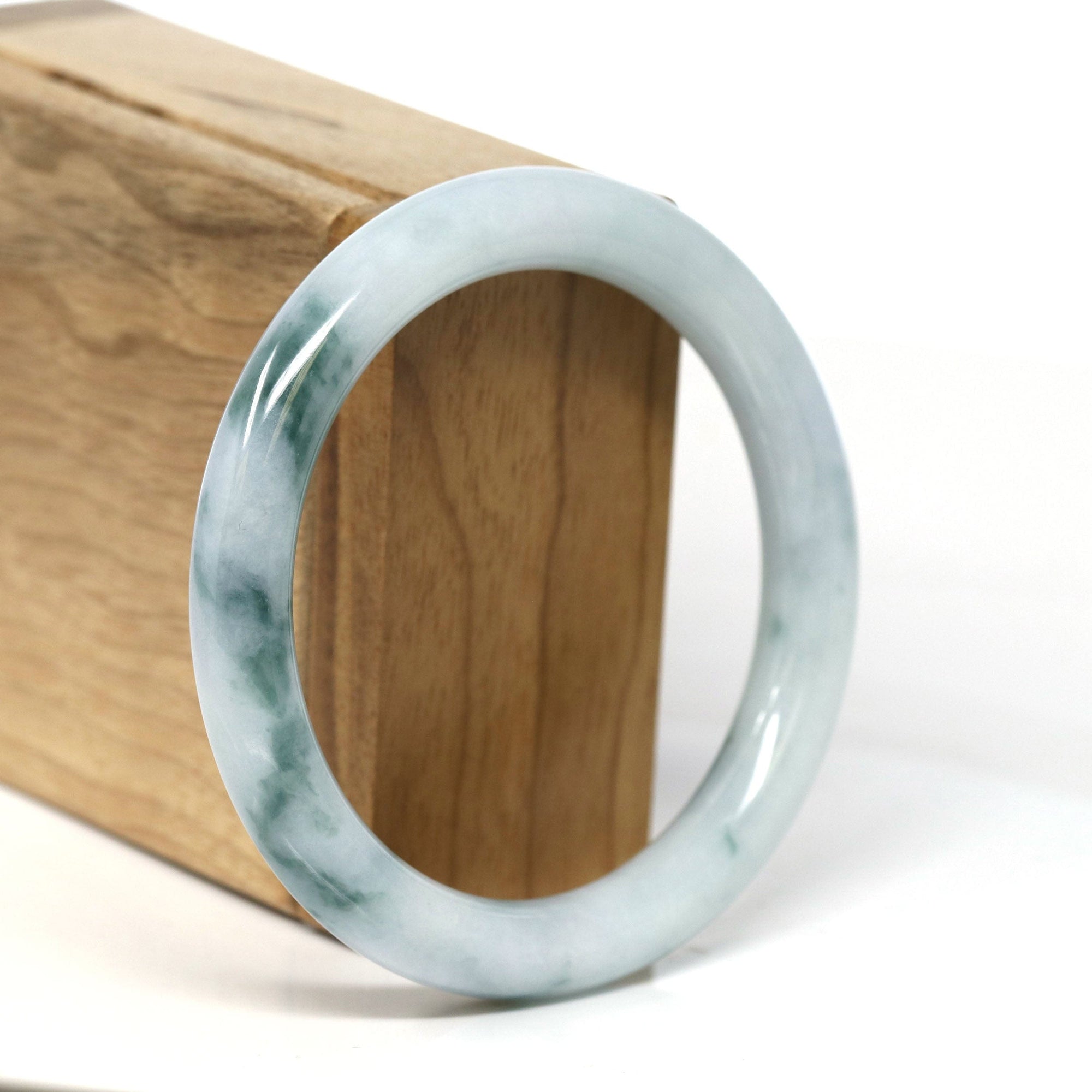 Baikalla Jewelry Jadeite Jade Bangle Bracelet Baikalla "Full Round" Petite Blue-Green Jadeite Jade Bangle Bracelet (56.00 mm) #T377