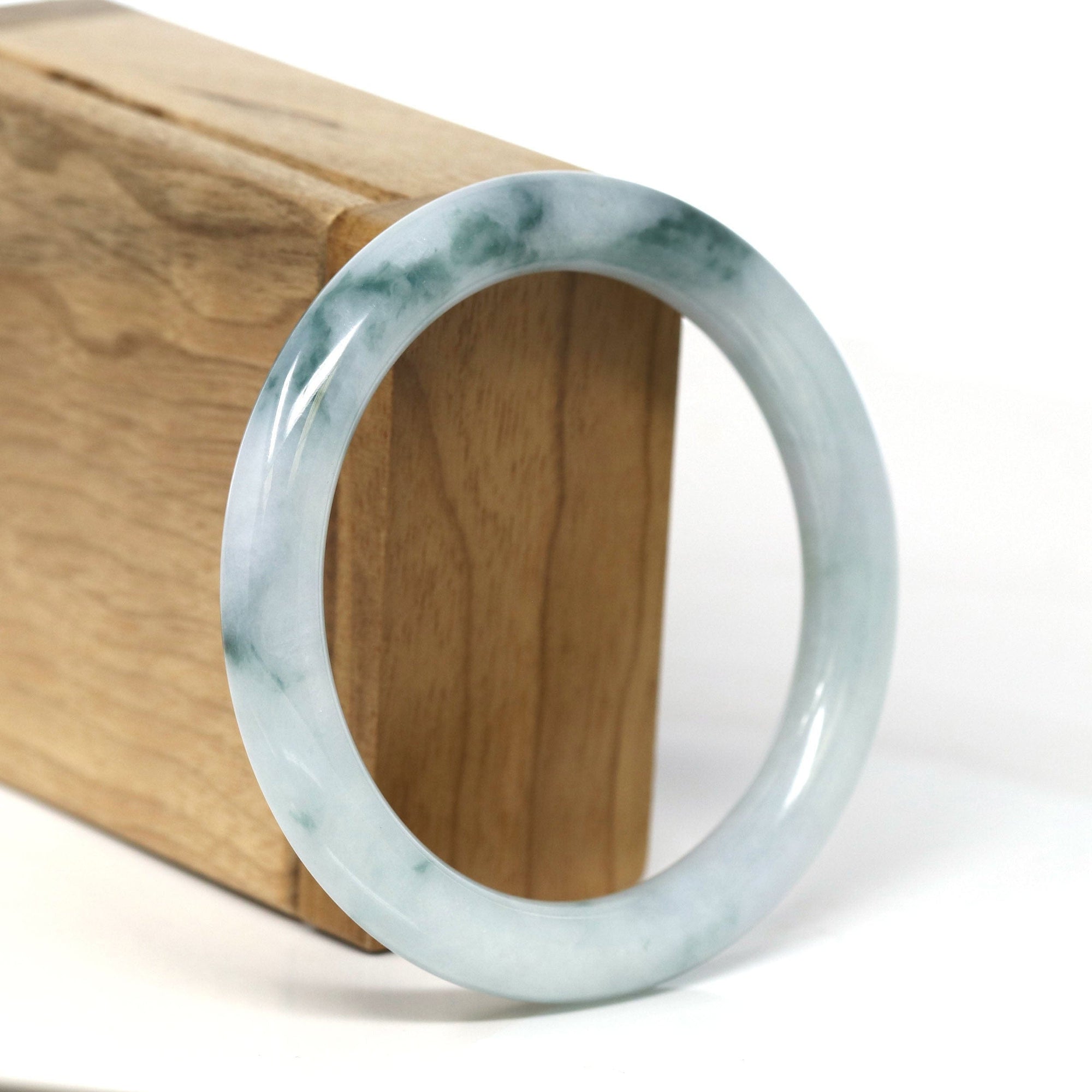 Baikalla Jewelry Jadeite Jade Bangle Bracelet Baikalla "Full Round" Petite Blue-Green Jadeite Jade Bangle Bracelet (56.00 mm) #T377