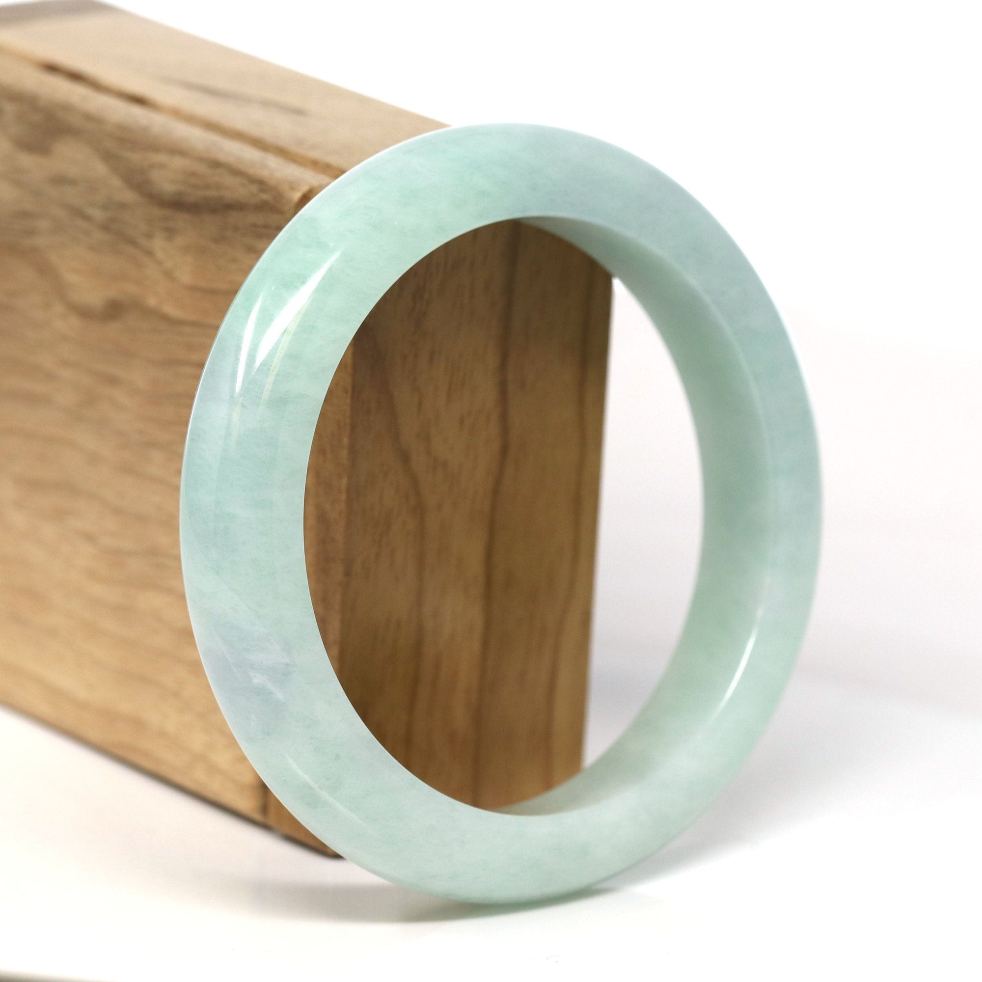 Baikalla Jewelry Jadeite Jade Bangle Bracelet Baikalla "Half Round" Green Jadeite Jade Bangle Bracelet (58.48 mm) #T374