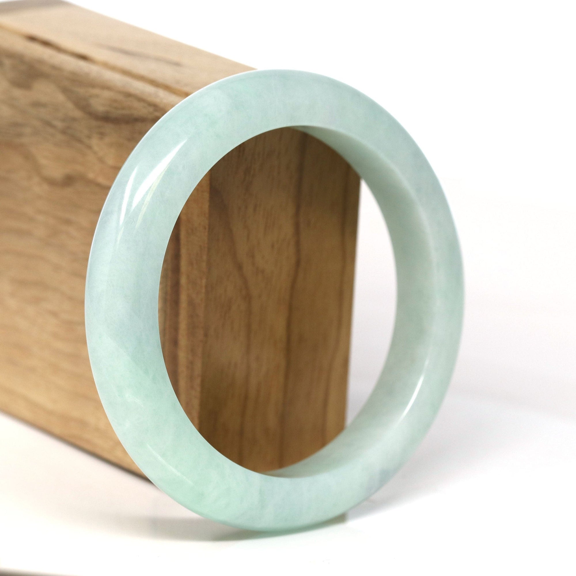 Baikalla Jewelry Jadeite Jade Bangle Bracelet Baikalla "Half Round" Green Jadeite Jade Bangle Bracelet (58.48 mm) #T374