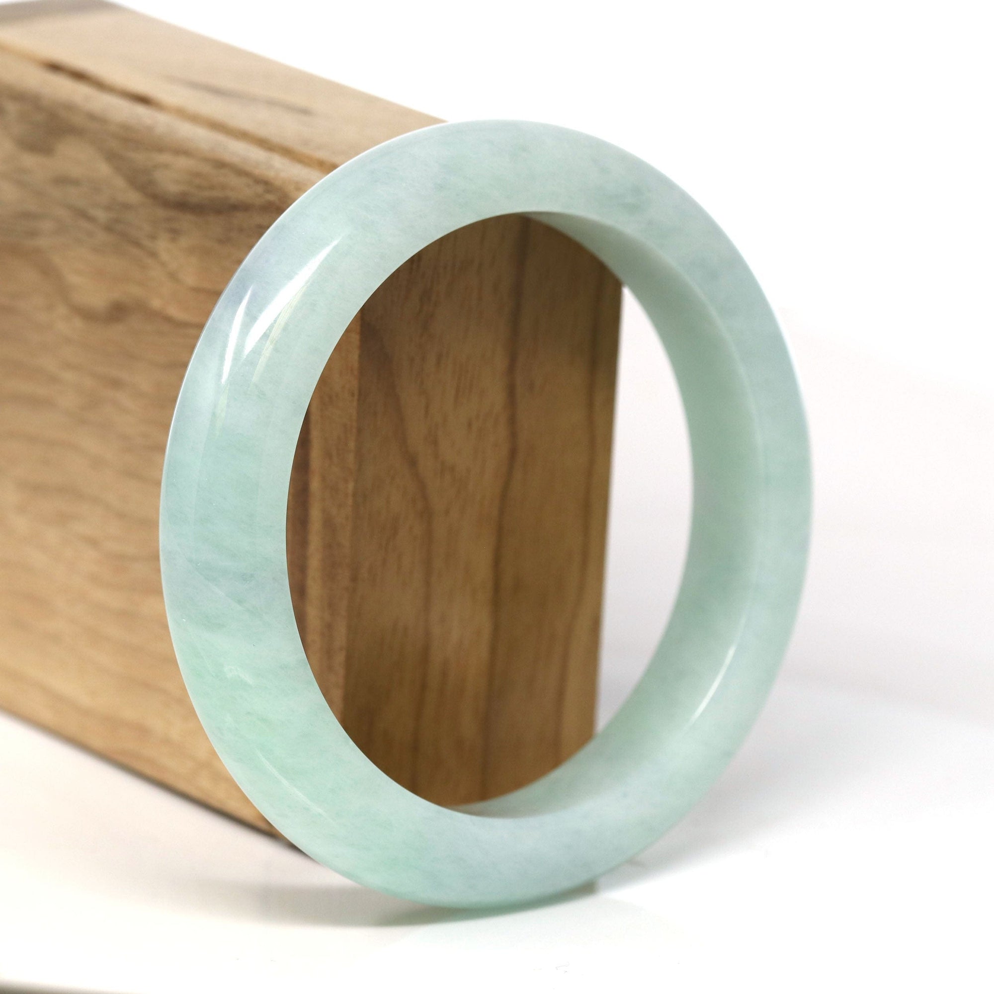 Baikalla Jewelry Jadeite Jade Bangle Bracelet Baikalla "Half Round" Green Jadeite Jade Bangle Bracelet (58.48 mm) #T374