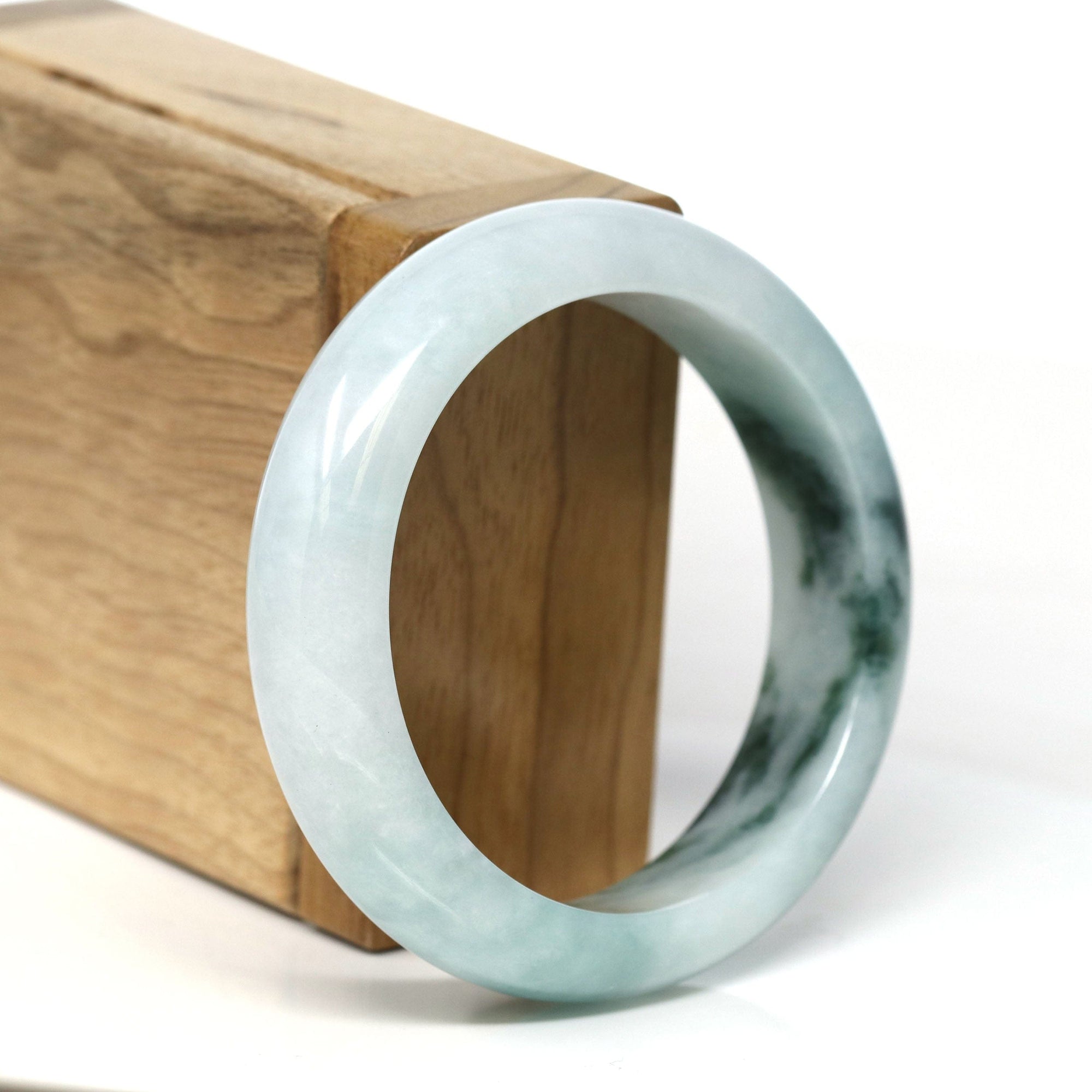 Baikalla Jewelry Jadeite Jade Bangle Bracelet Baikalla Natural Burmese Blue-Green Jadeite Jade Bangle Bracelet (54.46mm) #T300