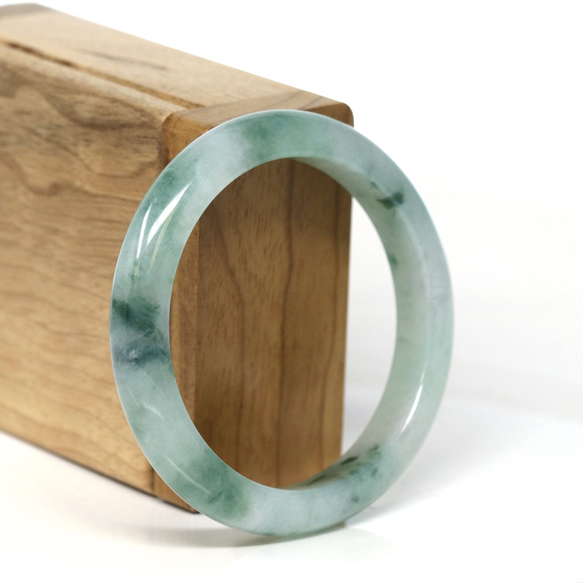 Baikalla Jewelry Jadeite Jade Bangle Bracelet Baikalla Natural Burmese Icy Blue-Green Jadeite Jade Bangle Bracelet (54.50mm) #T312