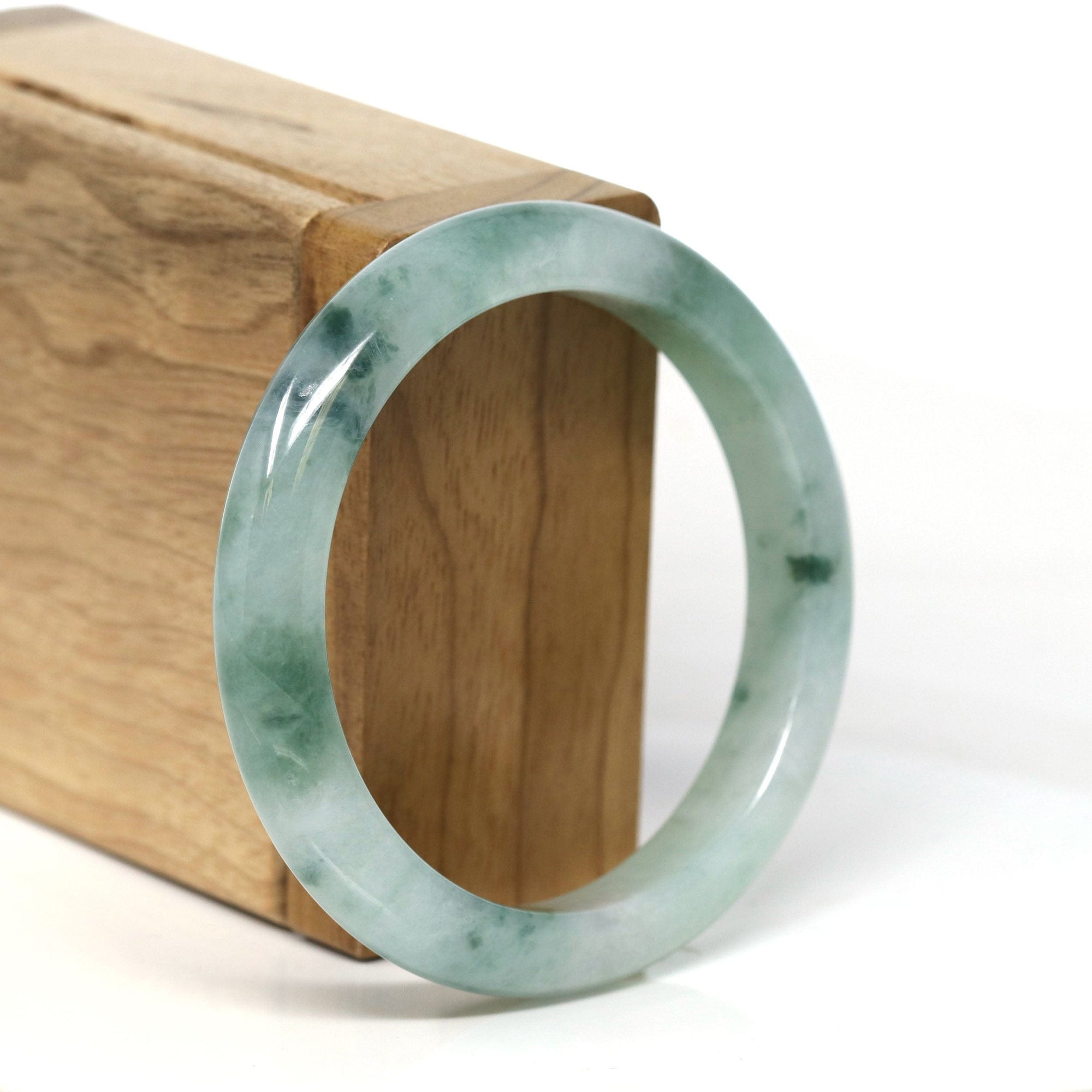 Baikalla Jewelry Jadeite Jade Bangle Bracelet Baikalla Natural Burmese Icy Blue-Green Jadeite Jade Bangle Bracelet (54.50mm) #T312