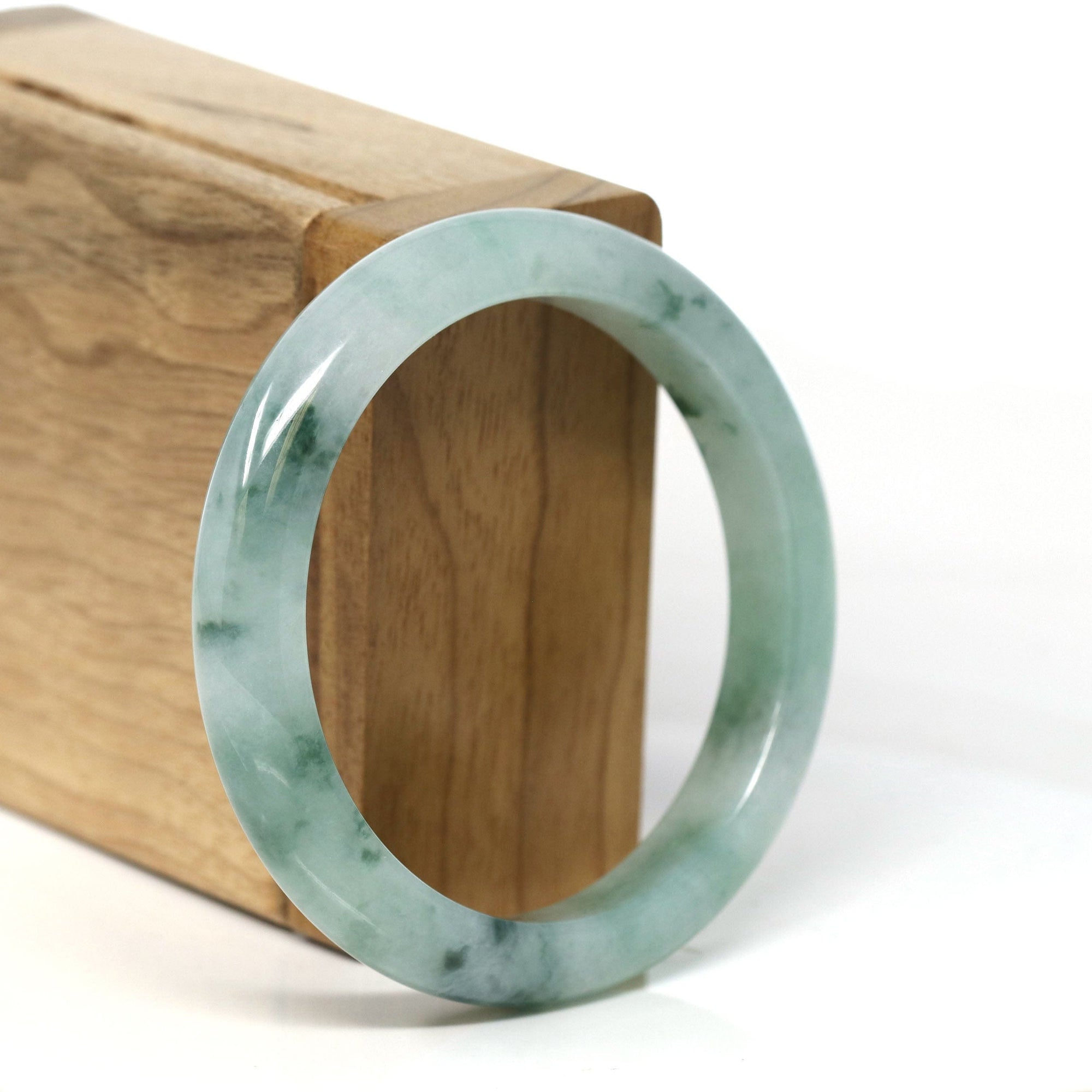 Baikalla Jewelry Jadeite Jade Bangle Bracelet Baikalla Natural Burmese Icy Blue-Green Jadeite Jade Bangle Bracelet (54.50mm) 