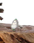 Baikalla Jewelry Jadeite Engagement Ring 18k White Gold Natural Ice Jadeite Jade Engagement Ring With Diamonds 2 in 1