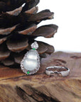 Baikalla Jewelry Jadeite Engagement Ring 18k White Gold Natural Ice Jadeite Jade Engagement Ring With Diamonds 2 in 1