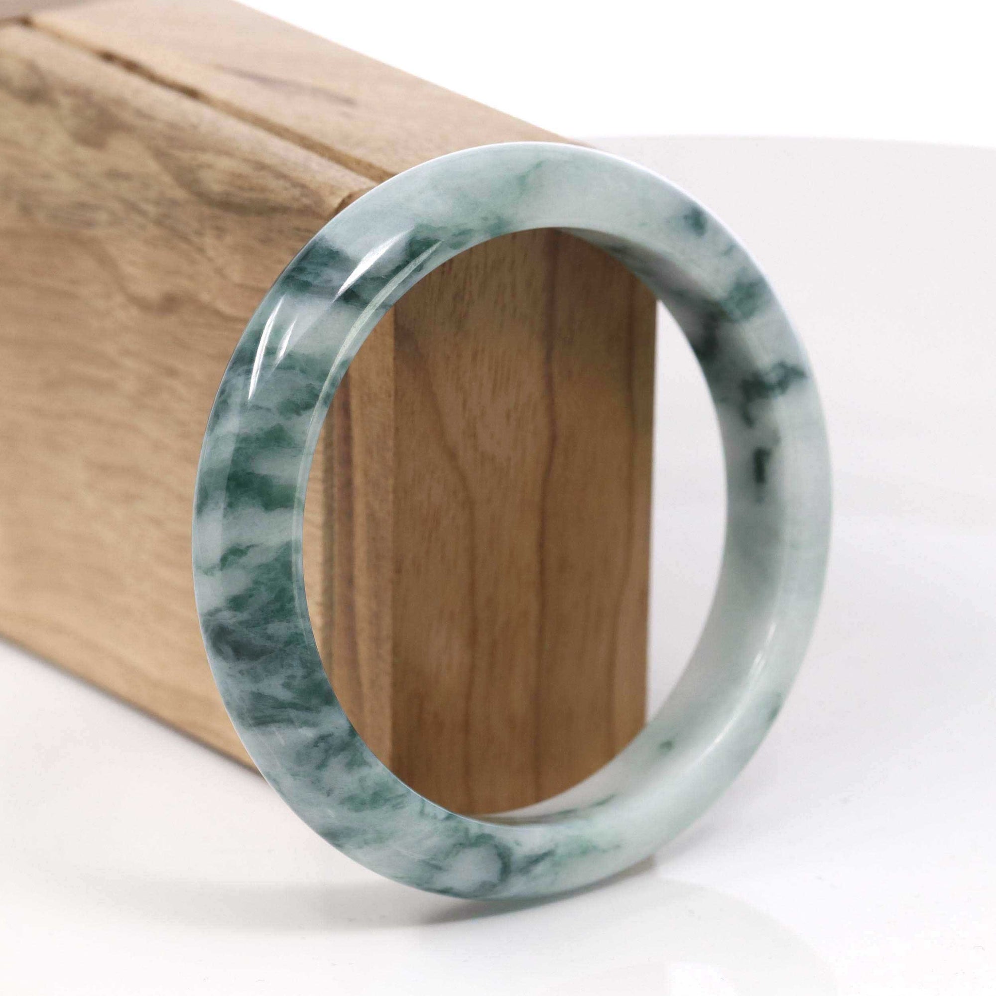 Baikalla Jewelry Jadeite Jade Bangle Bracelet Copy of Natural Burmese Blue-green Jadeite Jade Bangle Bracelet (62.17mm)