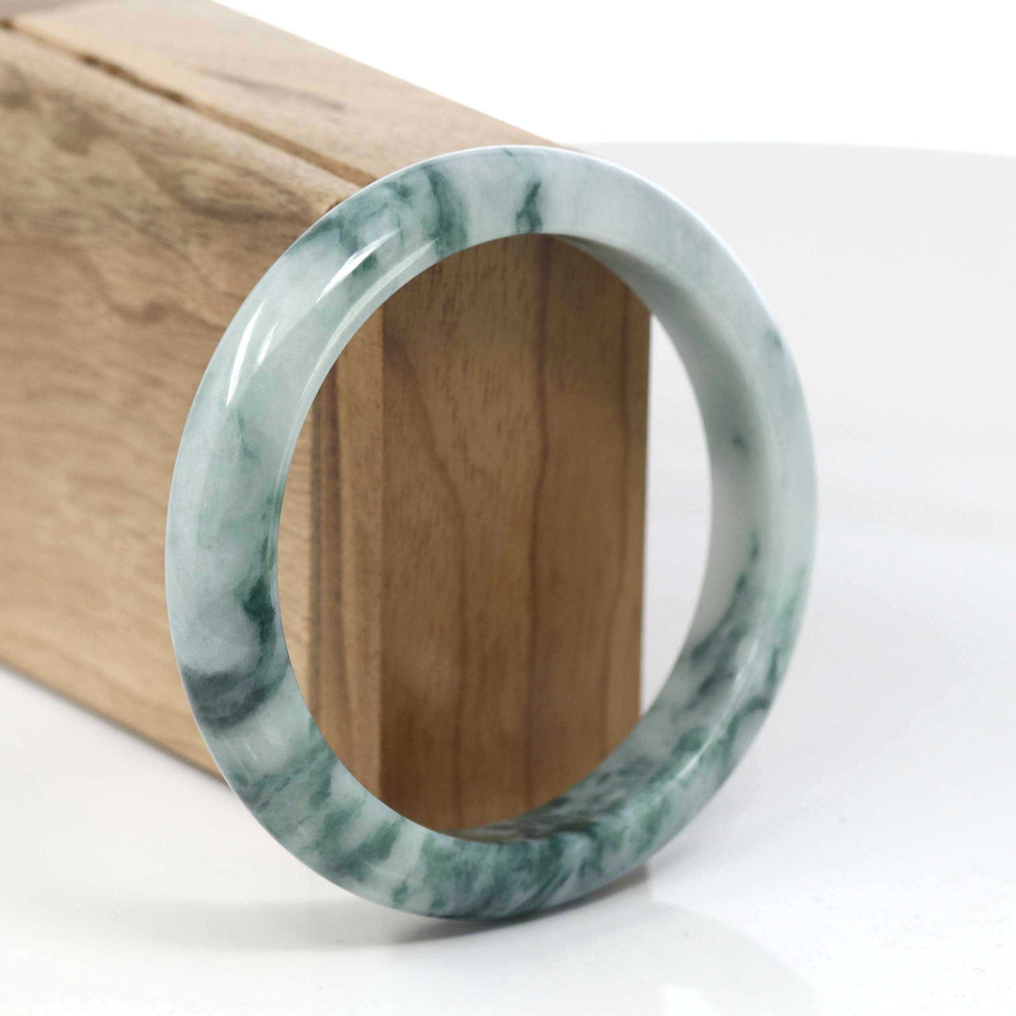 Baikalla Jewelry Jadeite Jade Bangle Bracelet Copy of Natural Burmese Blue-green Jadeite Jade Bangle Bracelet (62.17mm)