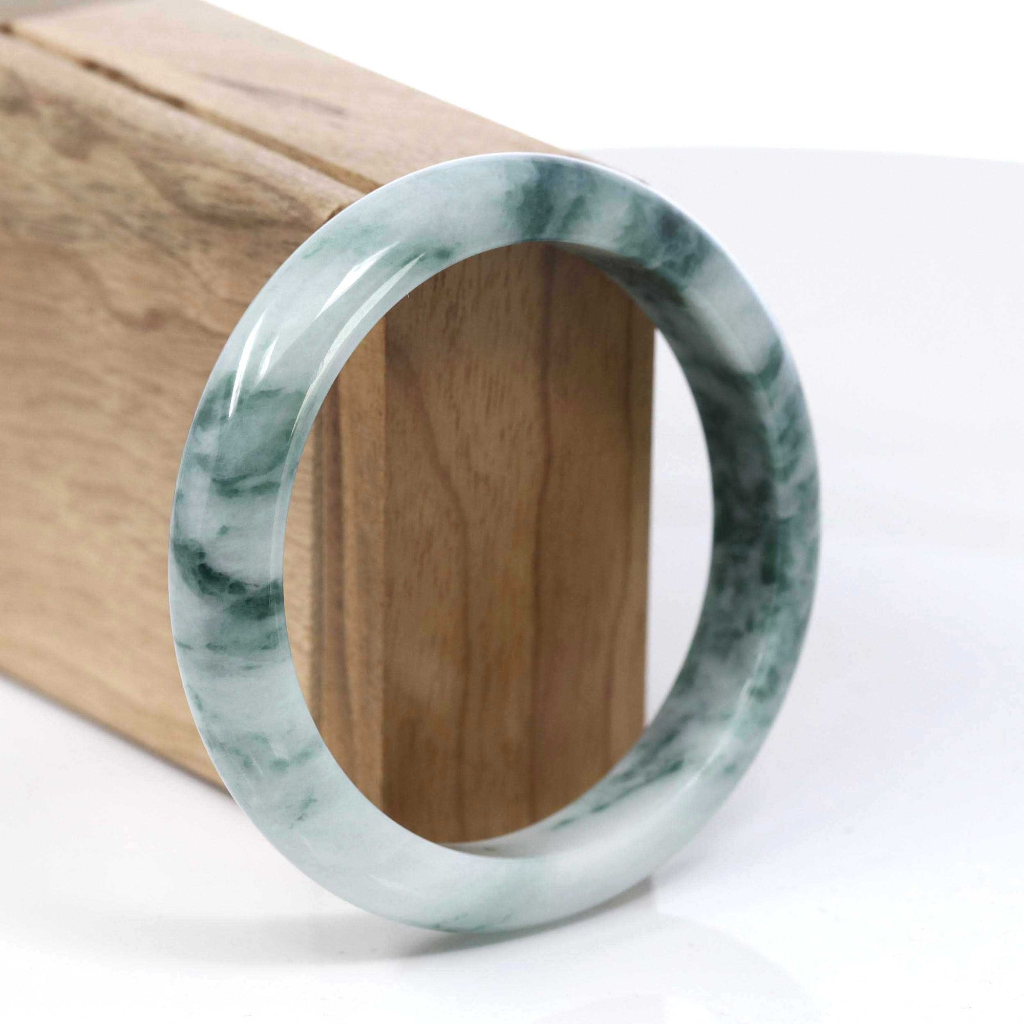 Baikalla Jewelry Jadeite Jade Bangle Bracelet Copy of Natural Burmese Blue-green Jadeite Jade Bangle Bracelet (62.17mm)