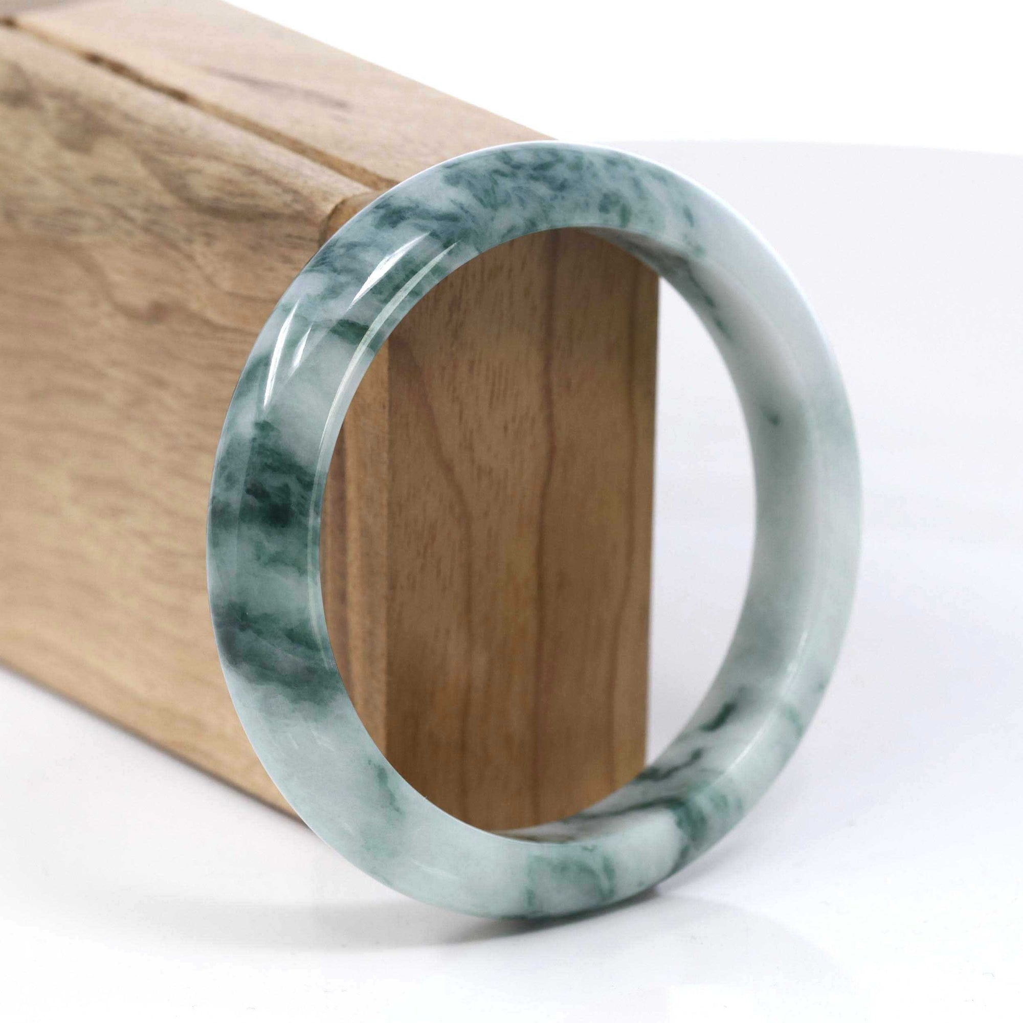 Baikalla Jewelry Jadeite Jade Bangle Bracelet Copy of Natural Burmese Blue-green Jadeite Jade Bangle Bracelet (62.17mm)