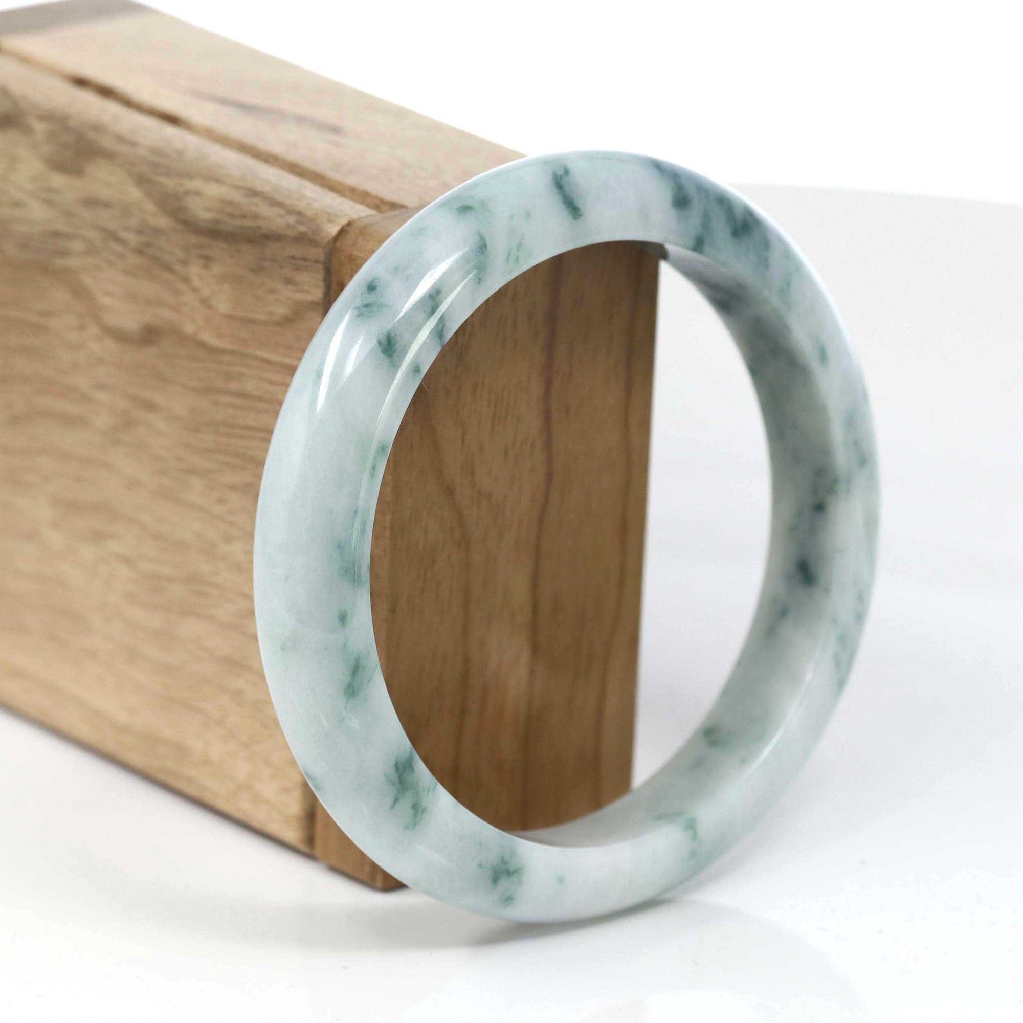 Baikalla Jewelry Jadeite Jade Bangle Bracelet Copy of Copy of Natural Burmese Blue-green Jadeite Jade Bangle Bracelet (62.17mm)