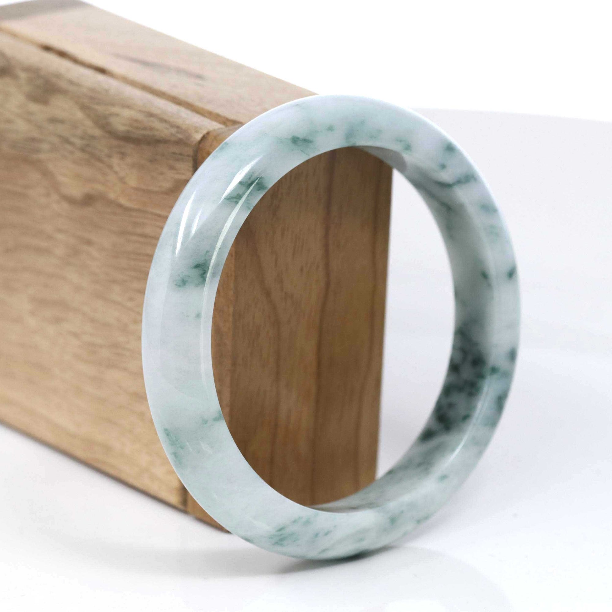 Baikalla Jewelry Jadeite Jade Bangle Bracelet Copy of Copy of Natural Burmese Blue-green Jadeite Jade Bangle Bracelet (62.17mm)