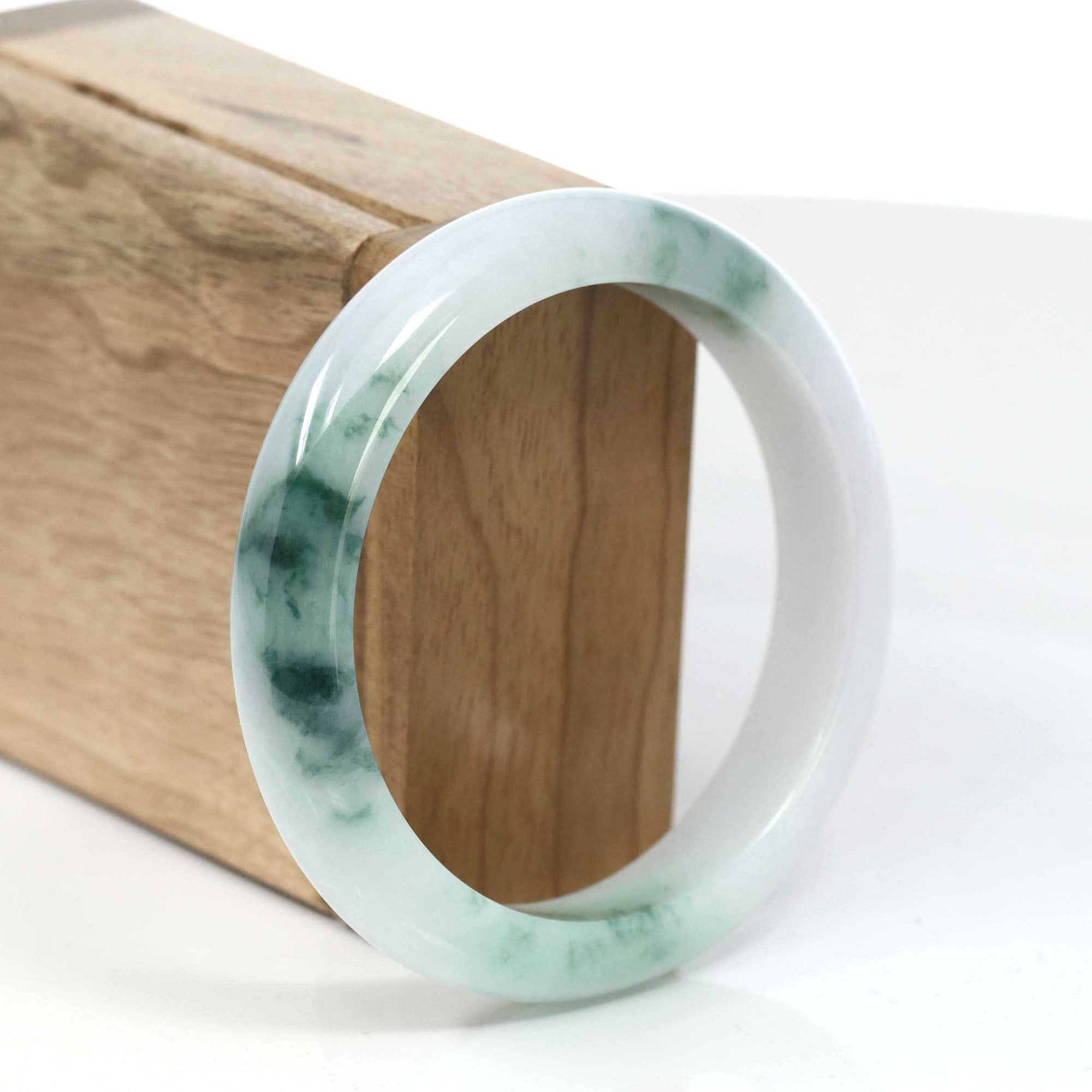 Baikalla Jewelry Jadeite Jade Bangle Bracelet Copy of Copy of Genuine Burmese Blue green &amp; Lavender Jadeite Jade Bangle Bracelet (58.73mm)