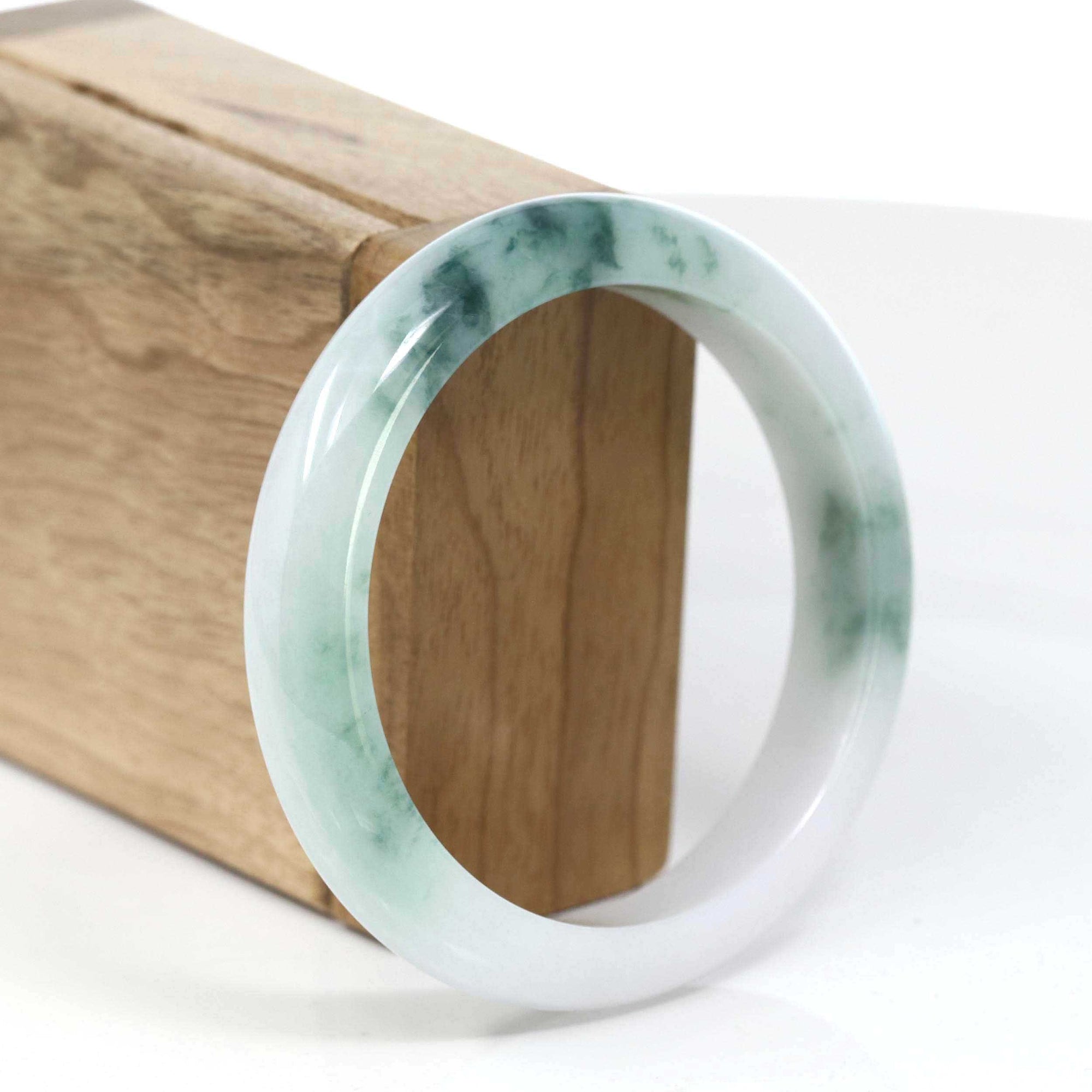 Baikalla Jewelry Jadeite Jade Bangle Bracelet Copy of Copy of Genuine Burmese Blue green &amp; Lavender Jadeite Jade Bangle Bracelet (58.73mm)