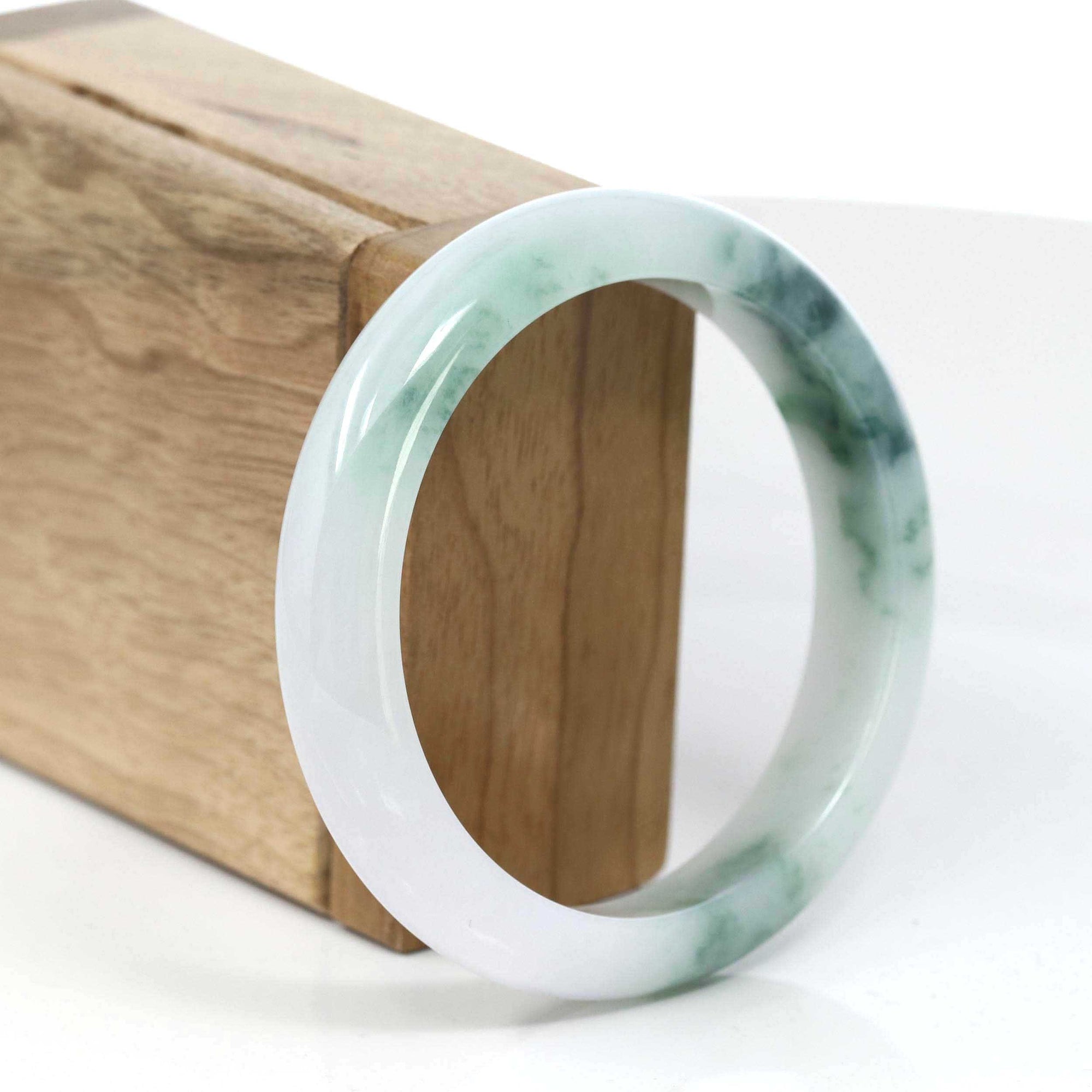 Baikalla Jewelry Jadeite Jade Bangle Bracelet Copy of Copy of Genuine Burmese Blue green &amp; Lavender Jadeite Jade Bangle Bracelet (58.73mm)