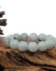 Baikalla Jewelry jade beads bracelet Natural Jadeite Jade Round Blue Green Large Beads Men's Bracelet (14mm)