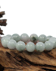 Baikalla Jewelry jade beads bracelet Natural Jadeite Jade Round Blue Green Large Beads Men's Bracelet (14mm)