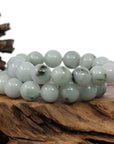 Baikalla Jewelry jade beads bracelet 7 inches Natural Jadeite Jade Round Blue Green Large Beads Men's Bracelet (14mm)