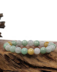 Baikalla Jewelry jade beads bracelet Genuine Jadeite Jade Round Multiple Colors Beads Bracelet ( 9.5 mm)