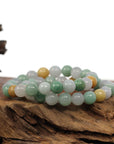 Baikalla Jewelry jade beads bracelet 6.5 inches Genuine Jadeite Jade Round Multiple Colors Beads Bracelet ( 9.5 mm)