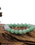 Baikalla Jewelry jade beads bracelet Natural Jadeite Jade Round Green & Lavender Beads Bracelet ( 9 mm )