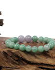 Baikalla Jewelry jade beads bracelet Natural Jadeite Jade Round Green & Lavender Beads Bracelet ( 9 mm )