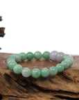 Baikalla Jewelry jade beads bracelet Natural Jadeite Jade Round Green & Lavender Beads Bracelet ( 9 mm )