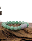 Baikalla Jewelry jade beads bracelet Natural Jadeite Jade Round Green & Lavender Beads Bracelet ( 9 mm )