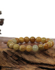 Baikalla Jewelry jade beads bracelet Genuine Jadeite Jade Yellow Round Beads Bracelet ( 9.5 mm )